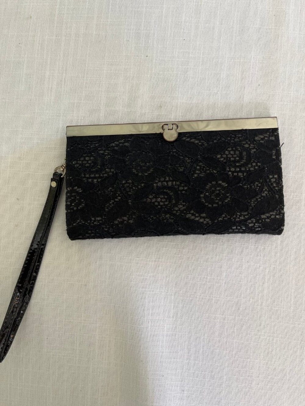 Black Lace Frame Clutch Wallet Wristlet Vintage
